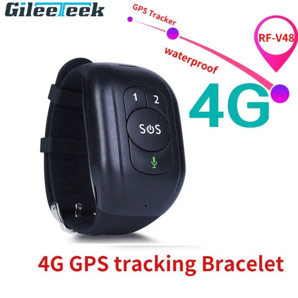 Accesorios GPS Reloj Traker RFV48 GPS 4G Rastreador GPS Botón SOS Pulsera de pulsera Pulsera de emergencia Alarma de la altura del corazón Monitor de presión del corazón