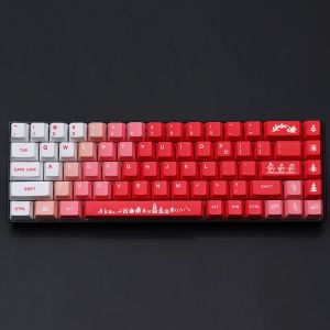 Accessoires Gradient Red Set Christmas Keycaps Cherry Profile Dyesub PBT pour 75/82/84/87/98/100/104/108 MX Switch Mechanical Keyboard
