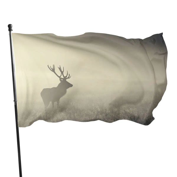 Accesorios Bandera de ciervo gris Bosque Vida silvestre Banderas de animales Tierras de cultivo Césped Decoración al aire libre Poliéster con ojal de latón para mujeres Hombres Regalos