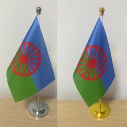 Accessoires drapeau de Table gitane drapeau rom drapeau rom maison bureau bannière de bureau comprenant mât de base drapeau taille 8.3 ''x 5.5'' 21x14 CM