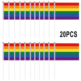 Accessories Handheld Rainbow Flag Mini Desktop 20*14cm Waving Pride Party LGBT Small Stick Hand Waving Gay Pride Bisexual Pride Flag