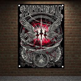 Accesorios Heavy Metal Rock Band Posters Banners Estudio de música Decoración de pared Pintura colgante Banderas de tela impermeables Scary Bloody BABYMETAL