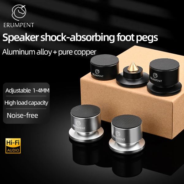 Accessoires HiFi 4 pièces support de pointe de haut-parleur coussinets de pied mélangeur en alliage d'aluminium repose-pieds réglables en Fiber de carbone absorbant les chocs pour haut-parleurs