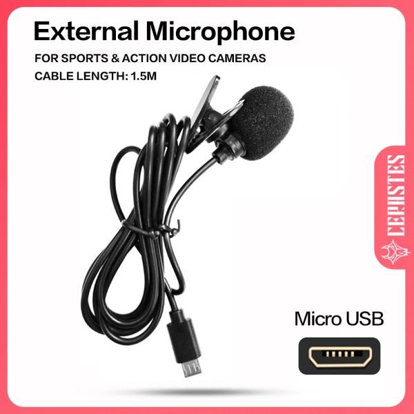 Accesorios Alta fidelidad Micrófono externo Sport Cámara Cámara Cámara Micro Conector USB Longitud del cable 1.5M V39 V316