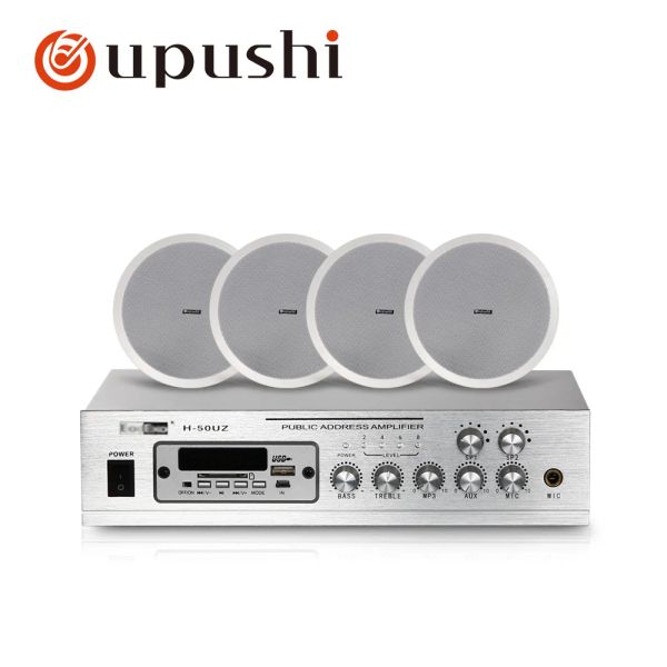 ACCESSOIRES SYSTÈME DE MUSIQUE DE MAISON HOME 2 Zone Amplificateur PA 8 pouces en haut-parleurs de plafond 50W Audio numérique Home avec MP3, USB, FM, SD Card