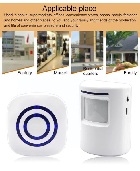 Accessoires Home Wireless Door Door 433MHz Smart Doorbell 200 mètres longue distance 35 Chanson 4 Porte de volume Nive