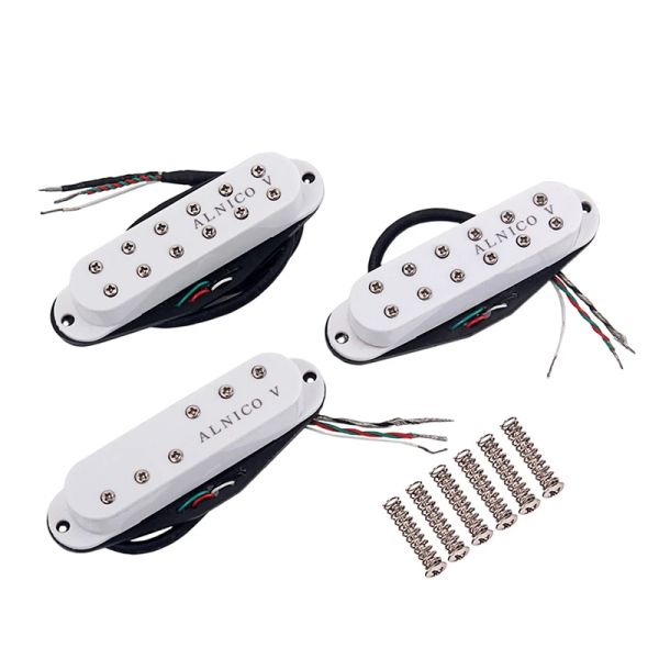 Accessoires Homeland 3pcs Mini Alnico V Single Coil SSS Guitar Pickups Humbucker pour Guitar Bass Musical Instrument GMN45 (blanc)