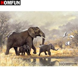 Accesorios Homfun taladro cuadrado/redondo completo 5d Diy pintura de diamante "animal elefante" bordado cruz 5d decoración del hogar regalo A07281