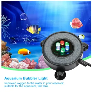 Accesorios HONGYI Led Acuario Luz de Burbuja de Aire Tanque de Peces Cortina de Aire Disco de Piedra de Burbuja con 6 LED que Cambian de Color