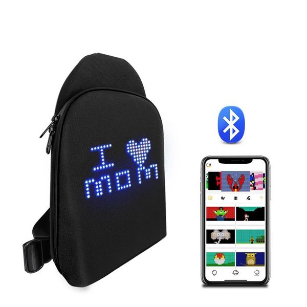 Accessoires offre spéciale mode lumière LED UP sac à dos poitrine sac LED affichage sac à bandoulière à la mode petit sac à bandoulière