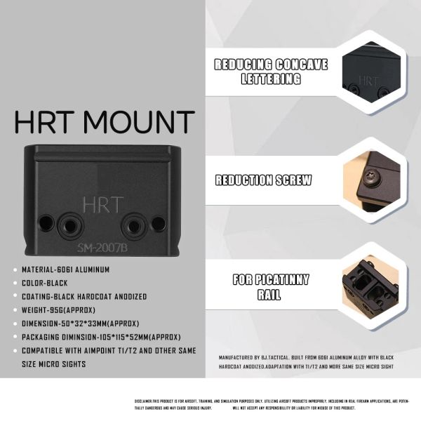 Accessoires HRT SM2007B BAS 1/3 Picatinny Optic Mount pour la chasse tactique Airsoft Red Dot Sight Aimpoint H1 H2 T1 T2 Arme Airsoft AR15