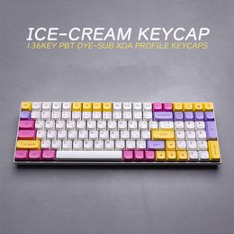 Accessoires Thème de crème glacée 136 touches xda profil pbt keycap dyesub anglais personnalité personnalisée Keycaps pour le clavier mécanique61 / 64/68/7