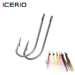 Accessoires Icerio 100pcs High Carbon Steel Barbed Hook O'Shaughnessy Série Jig Crochets / Sea Kirby Ronte