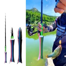 Accessoires ilure mini intrekbaar ijsvisserijstangen 1,6 m lengte 168 g gewicht Telescopische koolstofvezel staaf kinderen beginners staaf pesca