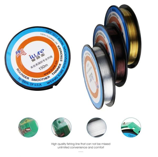 Accessoires Ilures Ligne de pêche en fluorocarbone transparent Ligne de vol de carpe américaine Accessoires de pêche en mer durable 426 lb 150m