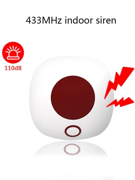 Accessoires Indoor 433MHz Wireless Siren Standalone Burglar Home Security Alarm System High Decibel 110dB Sound Light Strobe Sirren Sirène