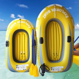 Accesorios Barco inflable 2 personas PVC Canoa Kayak Rubber Dinghy espesas a la deriva plegable balsa de pesca con bomba de aire y paletas