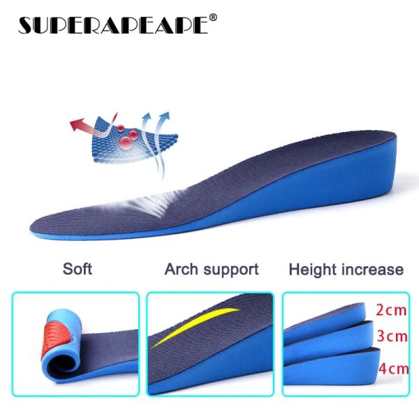 Accesorios Altura invisible Aumento de la altura Insertar zapatos deportivos plantillas para femeninos Arch Support Lift Mads Horts Sases para zapatos ascensor de ascensor zapatos