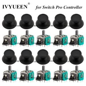 Accessoires Ivyueen 10 sets pour Nintendo Switch Pro Controller 3D Analog Stick 3 Pin Sensor Module Potentiomètre avec la réparation du capuchon des pouces