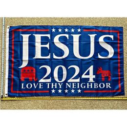 Accessoires Jezus 2024 Vlag GRATIS VERZENDING Onze enige hoop Liefde Neighbor USA Poster Sign 3x5' yhx0195