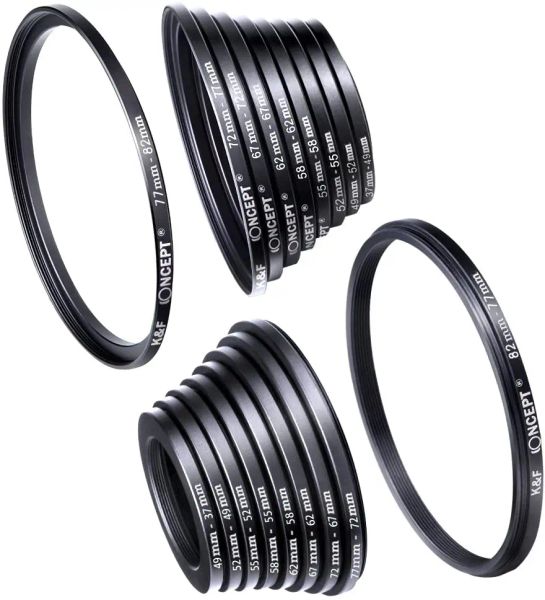 Accessoires KF Concept 18pcs Camera Lens Filter Filter Step Up / Down Adapter Ring Set 3782mm 8237mm pour le canon Nikon Sony DSLR Camera Lens