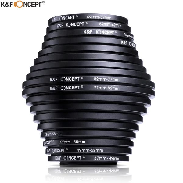 Accessoires KF Concept 18pcs Camera Lens Filter Filter Step Up / Down Adapter Ring Set 3782mm 8237mm pour le canon Nikon Sony DSLR Camera Lens