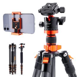Accessoires K F Concept Trépied d'appareil photo monopode en carbone de 67 pouces avec tête sphérique à 360 degrés Trépied compact professionnel pour reflex numérique pour appareil photo Sony