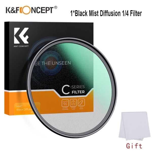 Accessoires KF Concept CSeries Black Mist Diffusion 1/4 Filtre 49mm82mm Mist Effet cinématographique rêveur pour la vidéo / Vlog / Portrait Photographie