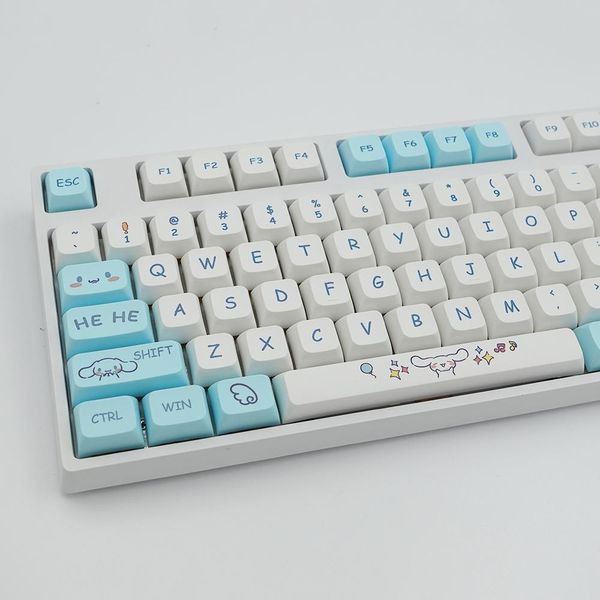 Accessoires KBDiy 129 touches/ensemble grande oreille chien XDA profil PBT Keycap mignon blanc DYESUB bricolage personnalisé jeu mécanique clavier MX Switch Cap