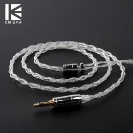 Accessoires Kbear LIMPID 4 CORE 4N 99.99% Câbles d'écoute PURITY SIER avec 2pin / qdc / mmcx / tfz Connecteur pour KZ ZSX ZS10 Pro Zsn Blon BL03
