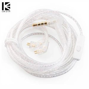 Accesorios KBEAR ST10 Cable de actualización plateado de alta pureza Tipo kzB/QDC 2PIN 3.5MM 0.78 Enchufe de acero OFC Micrófono omnidireccional Pro