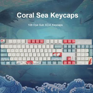 Accessoires Keycaps pour Filco Gaming Keyboard Coral Keycaps Sea Gift XDA PBT SUBLIMATION 61/87/104 CLÉS CHERRY MX / Gateron Switch