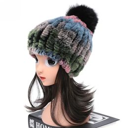 Accessoires Kids Real Mink Fur Hat Girl hiver tricot de vison de vison Bons de fourrure