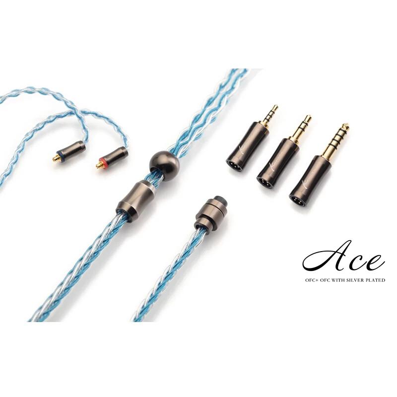 Аксессуары Kinera Ace Кабель для обновления наушников OFC + OFC с посеребренным 8-жильным 3-мерным плетеным кабелем 0,78 2-контактный / MMCX