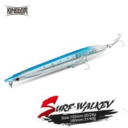 Accessoires Kingdom Surfwalker Visvissen 155 mm 180 mm zwevend en zinken potlood Lure Hard A -aas Goede actie Wobblers Viskust