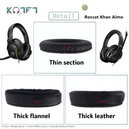 Accessoires KQTFT 1 paire d'oreillettes de remplacement en cuir velours pour Roccat Khan Aimo casque antibruit housse coussin tasses
