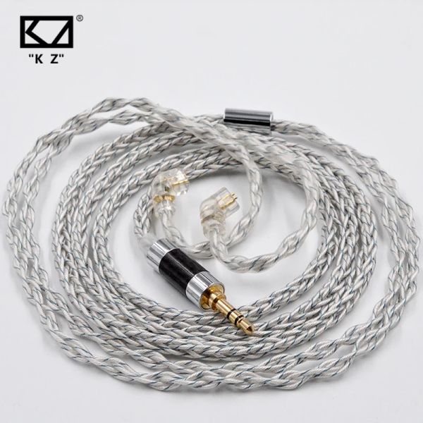 Accesorios Cable de auriculares KZ 8 Core Silver Blue Cable híbrido de actualización chapado en plata de 784 núcleos para KZ ZSN ZSX DQ6 ZAX ZS10 PRO CCA CSN CA16