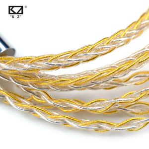 Accesorios Auriculares KZ Cable de 8 núcleos Cable mixto de plateado dorado con el conector de 2pin/MMCX Uso para KZ ZAX ZSX ZS10 PRO ZSN PRO X ZSTX AS16 ZST