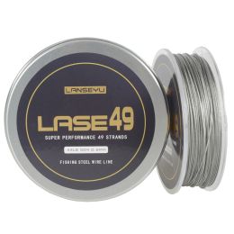 Accessoires Lanseyu 50m Fishing en acier inoxydable Lignes de pêche de fil 44 lb70 lb 49 brins Couvercle de ligne de fil molle avec revêtement étanche en plastique