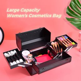 Accessoires de grande capacité de maquillage professionnel metal métal multicouche pour dames maquilleurs organisateur de la valise Big Cosmetics Box
