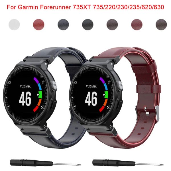 Accessoires bracelets de montre en cuir pour Garmin Forerunner 220 230 235 bracelet de montre intelligente Sport pour Forerunner 620 735 735XT S20 S5 S6 ceinture de sangle