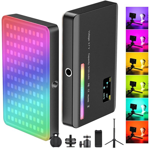 Accesorios LED RGB Video Light Fotografía Panel de iluminación de la cámara CRI95+ 25009000K Display LCD zapato frío para vlog en vivo transmisión dslr