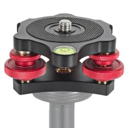 Base de nivellement des accessoires pour le trépied de la caméra pour la tête, niveleur de précision triwheel avec le niveau de bulle 3/8 "Capacité de charge de vis 15 kg