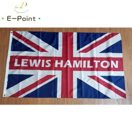 Accessoires Lewis Hamilton sur le drapeau britannique 2 pieds * 3 pieds (60 * 90 cm) 3 pieds * 5 pieds (90 * 150 cm) décorations de Noël pour la maison drapeau bannière cadeaux