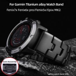 Accessoires Light Titanium Alloy Watch Sangle 22 mm 26 mm pour Garmin Fenix7x / 6x Pro / 5X / 3HR / FORERUNNER / MK2 TATIX Delta 935 945 Watch Band Men