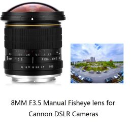 Accessoires LightDow 8mm F322 Handmatige Ultra Wide Holen Fisheye Lens voor Canon Half Frame Camera's 1200D 760D 700D 750D 600D 70D 60D 77D 90D