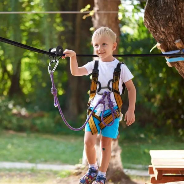 Les accessoires éclaircissent le curseur de ligne de la ligne Slackline Poulley Ziplines Géute de survie pour les arrière-cours Warrior Obstacle Course pour les filles garçons