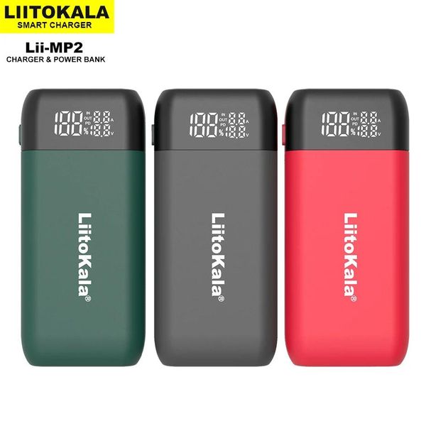 Accesorios LiitoKala LiiMP2 18650 21700 Cargador de batería Tablet Power Bank QC3.0 Entrada/Salida Pantalla digital.