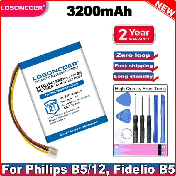 Accessoires Losoncoer 3200mAh Batterie pour Philips B5 B12 E5 E6 Fidelio B5 1040502S 2ICP11 / 41/54 Fidelio HTL9100 HTL9300