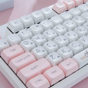 Accessoires maimooo schattige Russische keycap lay -out pbt keycaps xda profiel kleurstof voor ikbc cherry mx 108/104/87/61/96 toetsen mechanisch toetsenbord